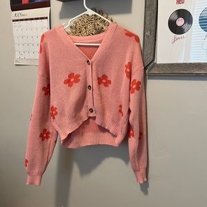 Pink flower cardigan, perfect condition